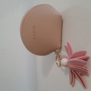 SHEIN Blush Colored Coin Purse W/ Flower Accent